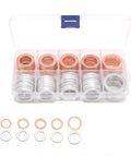 Oil Drain Plug Crush Washer Kit 100 Piece Set Copper And Aluminum Universal For Cars And Sedans M10 M12 M14 M16 M18