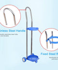 Gas Cylinder Cart With Ring Clamp, Built Tough Steel Hand Truck For Oxygen And Welding Cylinders, Height Adjustable Mobile Cart On Wheels, Anti Rust Steel Frame, Secure Tank Holder For Factories Hospitals And Schools stainless steel handle and fixed ring