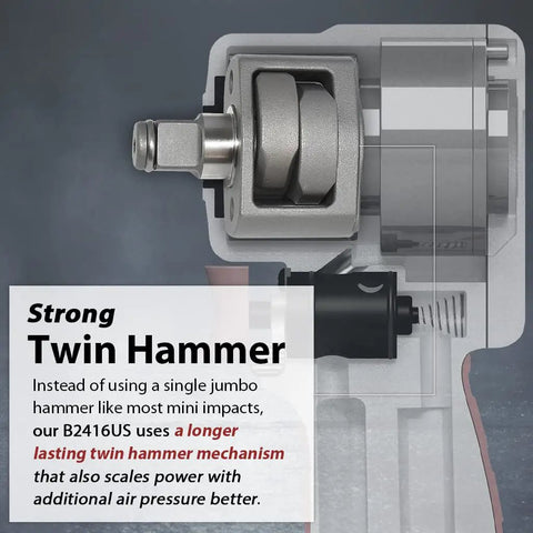 Cross-section of 1/2 Inch Mini Air Impact Wrench With Twin Hammer For One Hand Operation, showing twin hammer mechanism.