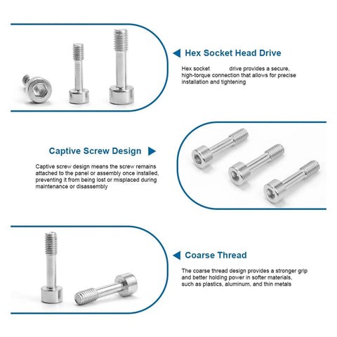 Tough Built Boss Grade Captive Machine Screws Assortment M2 M2.5 M3 M4 M5 M6 Hex Socket Head Cap Fasteners with detailed features.