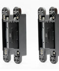 Heavy Duty Self Closing Hidden Door Hinges Holds 120 Lbs Rock Solid Concealed Hardware in matte black finish.