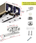 Heavy Duty Double Track Barn Door Hardware Kit With 4 Rollers For Wardrobe Or Bifold Doors Champagne Finish 220cm Rail