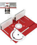 Heavy Duty Aluminum Router Table Insert Plate With Center Lock Bushing And Quick Swap Miter Track for precise woodworking cuts.