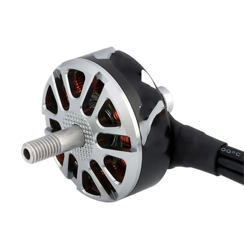 Close-up of 2807 1300KV 3 To 6S Brushless Motor for 7 inch FPV racing drones with aluminum housing and durable bearings.