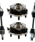 Front CV Axle Shaft Set Left And Right With Wheel Hub Bearing Assemblies For ABS Replacement 4 Piece Kit For 2005 2010 Jeep Grand Cherokee And 2006 2010 Jeep Commander showing two CV axles and two hub bearings.