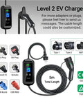 Snag Some Juice Smoothly With This Lightning Fast Type 2 Evse Portable Charger showcasing level 2 charger with 5m cable and multiple plug types.