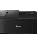 No Sweat Setup All In One Wireless Printer With Auto Document Feeder Built In Fax Copier Scanner For Home Office angled view in black finish.