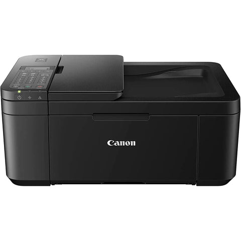 No Sweat Setup All In One Wireless Printer With Auto Document Feeder Built In Fax Copier Scanner For Home Office angled view in black finish.
