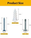 244 Piece Self Drilling Screws And Drywall Anchors Kit For Drywall Wood And Metal Surfaces Self Tapping Design No Pilot Holes Needed Includes Assorted No 8 Screws One Inch Sheet Metal Screws And Drywall Anchors One And One Quarter Inch with measurements