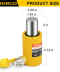 TOORGO 10-ton yellow hydraulic cylinder with 2 in stroke, porta power jack plus yellow adapter included.