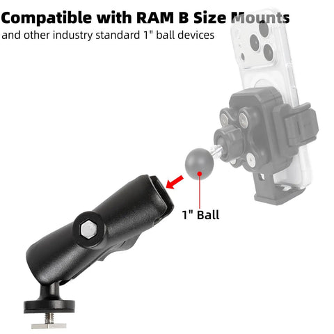 Badass Rock Solid 1 Inch Track Ball Mount With T Bolt Attachment And Medium Double Socket Arm Hella Durable Aluminum Build For Kayaks Boats Trucks And Ram Gps Brackets