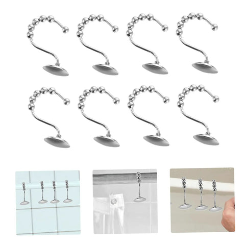 12 Pack Zinc Alloy Shower Curtain Hooks Chrome Finish Smooth Glide Decorative Rings For Bathroom Rods Durable Replacement Accessories