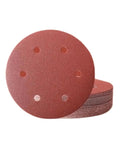 Ultimate 9 Inch 40 Pcs Hook Loop Sandpaper Discs With Six Dust Venting Holes For Rapid Peel And Switch, showing red sanding discs.