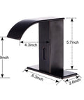 Dimensions of Motion Activated Touchless Waterfall Bathroom Faucet With Square Body Hands Free Tap Matte Black Finish Easy Install