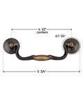 Antique Satin Brass Drawer Bail Pull Handle With Four And A Half Inch Center To Center And Five And Three Quarter Inch Pull Length Die Cast Zinc