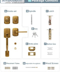 Antique Brass Front Door Handleset With Reversible Lever And Deadbolt Entry Door Hardware With Lock And Key Adjustable Latch