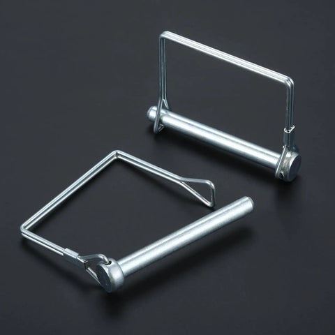 Three Eighths Inch Trailer Hitch Pin Two Pack, Heavy Duty Carbon Steel Zinc Plated And Rust Resistant on black background