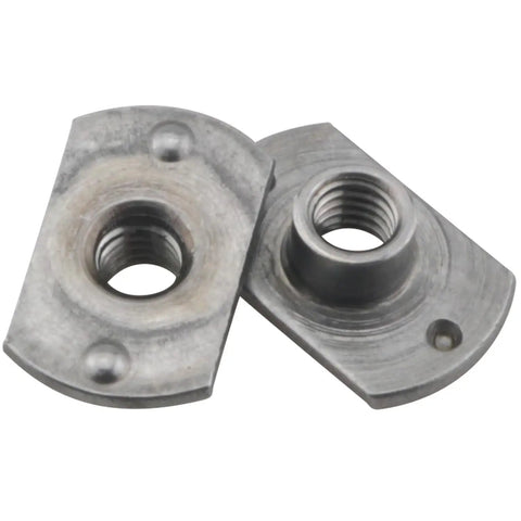 Close-up of 15 Pack Heavy Duty M6 T Shaped Weld Nuts for Furniture Frame Assembly, showcasing rust-proof steel design.