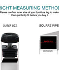 Right measuring method for Adjustable Square Leveling Feet For Home Furniture And Appliances 25 Mm Insert Set Of Four Heavy Duty Stabilizers.