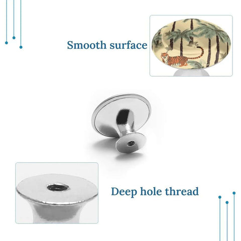 Palm Trees And Tigers Round Cabinet Knobs For Cabinets And Drawers 1.1 Inch Diameter with smooth surface and deep hole thread