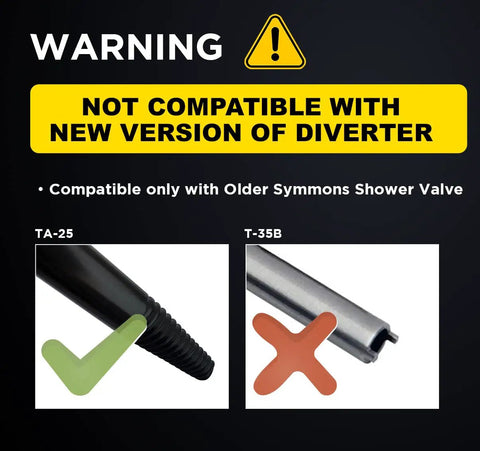 Image showing compatibility warning for 4 In 1 Symmons Temptrol Diverter Wrench Kit One Quarter To Three Quarters Inch Hot And Cold Seat Removal Easy Out Four Way Tool For Pressure Balance Valves Retrofit Or Repair Heavy Duty Replacement Tool For Home Plumbing And Shower Controls.