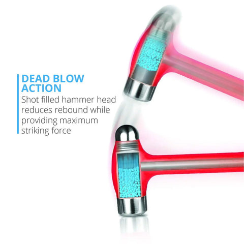 Dead Blow Ball Peen Hammer 36 Oz Orange Handle, Heavy Duty Machinist's Hammer with shot-filled design reducing rebound