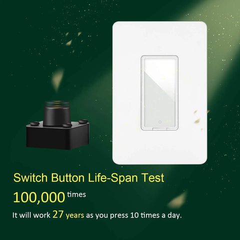No Neutral Needed Smart Light Switch 2 Pack for Alexa and Google Home Voice Control single switch lifespan illustration.