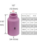 TIG Aluminum Ceramic Shield Cup Nozzles 54N14 Size 8 Half Inch For Gas Lens Collet Body Welding Torch 17 18 26 Series