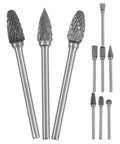 10-Piece Tungsten Carbide Rotary Burr Set With Blue Case For Metal Deburring And Wood Carving High-Precision Grinding