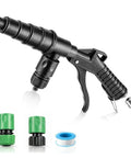 Lever Action Coolant Flush Gun And Heater Core Bleeder Kit With Hose Adapter Set For Automotive Radiator Flushing and Engine Cooling System Maintenance Backyard Mechanic Certified, showcasing the flush gun and connectors.