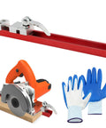 Professional Grade Circular Saw Guide Rail Adjustable Aluminum Fence Track Featuring Dual Lock Handles For Straight Shooting Cuts And Zero Slop For Reliable Carpentry Tasks with saw and gloves