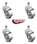 Heavy Duty Swivel Casters Featuring 3 Inch Semi Steel Silver Wheels Plus A 3/8 Threaded Stem No Sweat Setup Set Of Four For Rolling Carts Furniture Workshop Gear 300 Lbs Per Wheel.