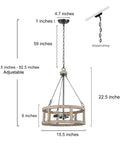 Farmhouse Wood Drum Chandelier For Dining Room And Kitchen Island Handcrafted Birch Light Fixture For Foyer dimensions diagram