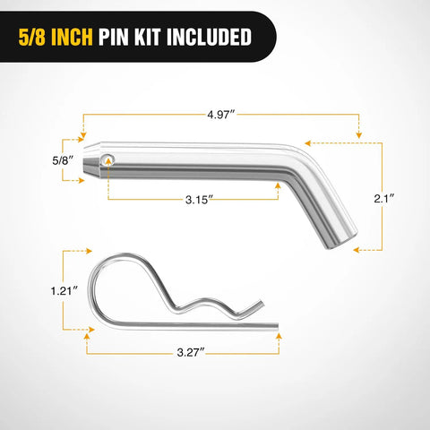 Heavy Duty Trailer Hitch Ball Mount With Five Eighth Inch Pin Clip For Two Inch Receiver dimensions diagram