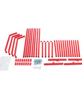 Four Piece 52 By 19 Inch Red Industrial Shelf Brackets For Beefy Heavy Duty Storage And Organization, metal parts and screws