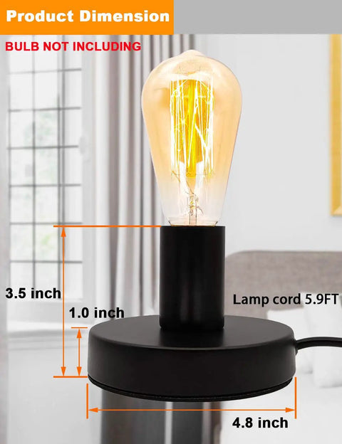 Industrial Desk Lamp Base With Ceramic Holder E26 E27 Compact Old School Vintage Edison Style Small Desk Light For Home Office Decor Plug In Cord With On Off Switch Bulb Not Included Space Saving Nightstand Lamp