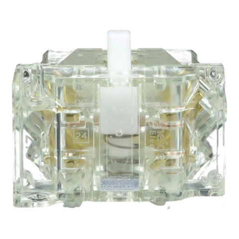 Front view of Heavy Duty Push Button Contact Block For 30mm Cutouts With 1NO 1NC Spring Return, Self Grounding Harmony Style