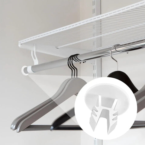 10 Piece Plastic Closet Rod End Caps Set For Standard 1 To 1.5 Inch Rods Sealing Plugs And End Brackets White Wear Resistant Durable Plastic For Easy Wardrobe Finishing on closet rod