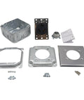 Nema 10-30R Receptacle 30 Amp Dryer Outlet surface flush mount kit includes metal box, terminal, screws, and mounting plates.