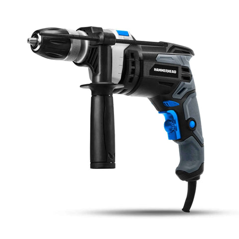 Hammerhead 7.5-Amp 1/2-in variable-speed hammer drill with 6-bit set, side view