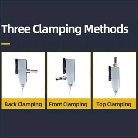 Three clamping methods for Lever Dial Indicator Magnetic Holder With Probes, Indicator Stand, Magnetic Base, And Micrometer Dial Gauge For Precision Measuring Gear, 0.8mm Tip Stand B, Ideal For Watch Tools And Comparators.