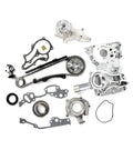 Get Your Ride Running Smooth With This Heavy Duty Timing Chain Kit Cover And Steel Oil Rail Plus Water Pump For Toyota 4Runner Pickup Celica 2.4L L4 Engine No More Leaks Or Stretching Problems Ever Again. timing chain kit with aluminum covers, gaskets, gears, and water pump