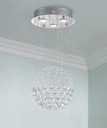 Dope Modern Crystal Raindrop Chandelier Ceiling Light Flush Mount With Round Glass Drops, Dimmable LED Fixture, 12.6x25.6 inches