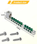 Heavy Duty Ten Terminal Grounding Bar Kit For Eaton Br Ch Load Centers Breaker Box Electrical Panel Upgrades showing size dimensions and screws.