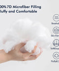 Hands holding 7D microfiber filling, featured for Set Of 4 18x18 Outdoor Pillow Inserts, Water Resistant Cushion Shams.