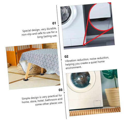 4 Pack Anti Slip Washing Machine Foot Pads With Shock Absorbent Rubber Bases For Noise Reduction And Vibration Control under appliances