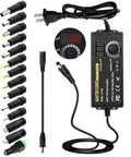 No-Brainer 72W Adjustable DC Power Supply 3V To 24V With LED Display, 14 DC tips, power cord, voltage dial