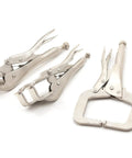 Locking Grip Welding Clamp Set 3 Piece Includes 11 Inch C Clamp, 10 Inch Flat Nose Welding Vise, 10 Inch Claw Type Welding Vise For Sheet Metal
