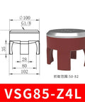 VSG85-Z4L mechanical arm flexible gripper with dimensions, silicone pneumatic soft finger fixture, brown color
