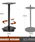 360 Degree Rotating Fishing Rod Rack For Garage Floor Stand, wooden, holds 16 rods, upgraded 30-inch black model